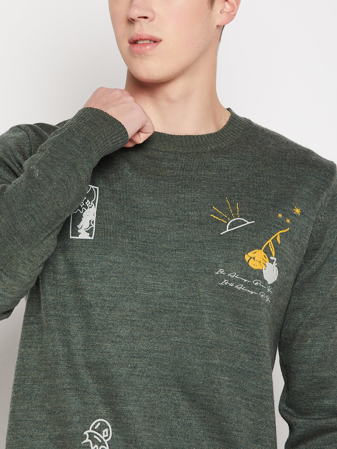 Camla Barcelona Bottle Green Sweater For Men