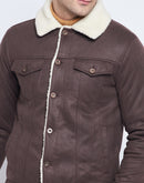 Camla Barcelona Sherpa Collar Brown Denim Jacket