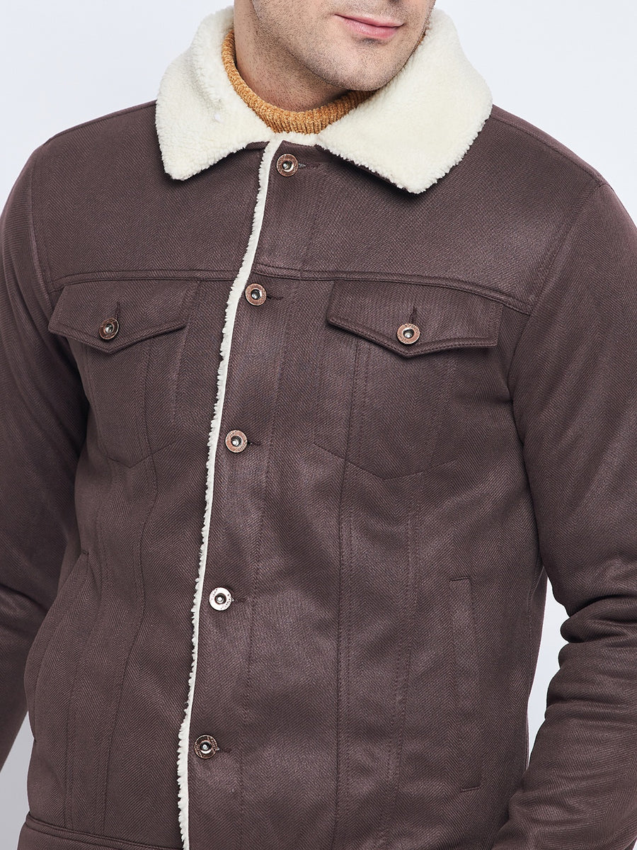 Camla Barcelona Sherpa Collar Brown Denim Jacket