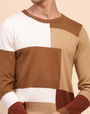 Camla Barcelona Colourblock Crew Neck Fawn Sweater