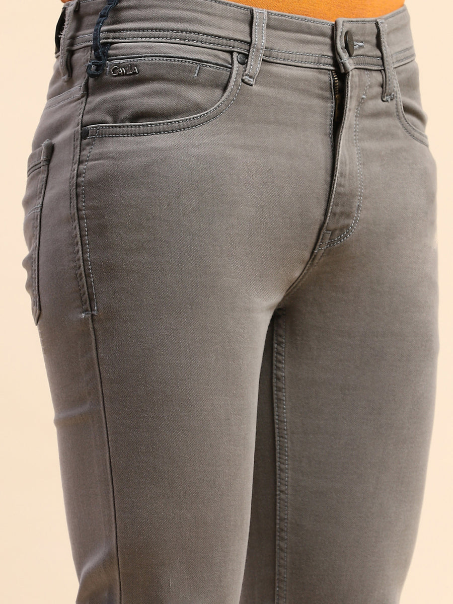 Camla Barcelona Solid Grey Straight Fit Jeans