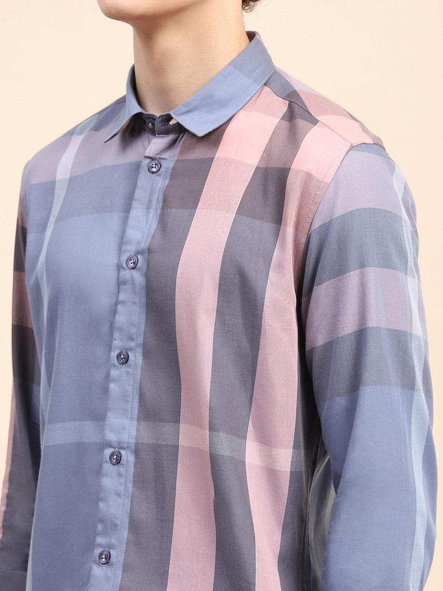 Camla Barcelona Chequered Grey Regular Shirt