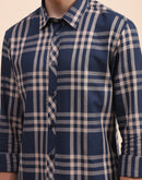 Camla Barcelona Chequered Blue Regular Shirt