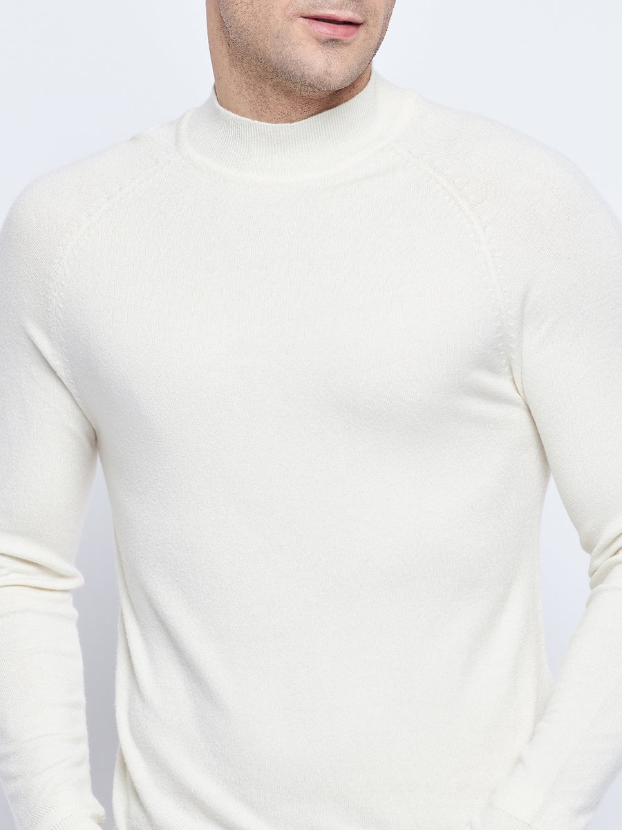 Camla Barcelona Mock Neck Cream Sweater For Men