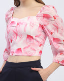Madame Sweetheart Neck Pink Floral Top