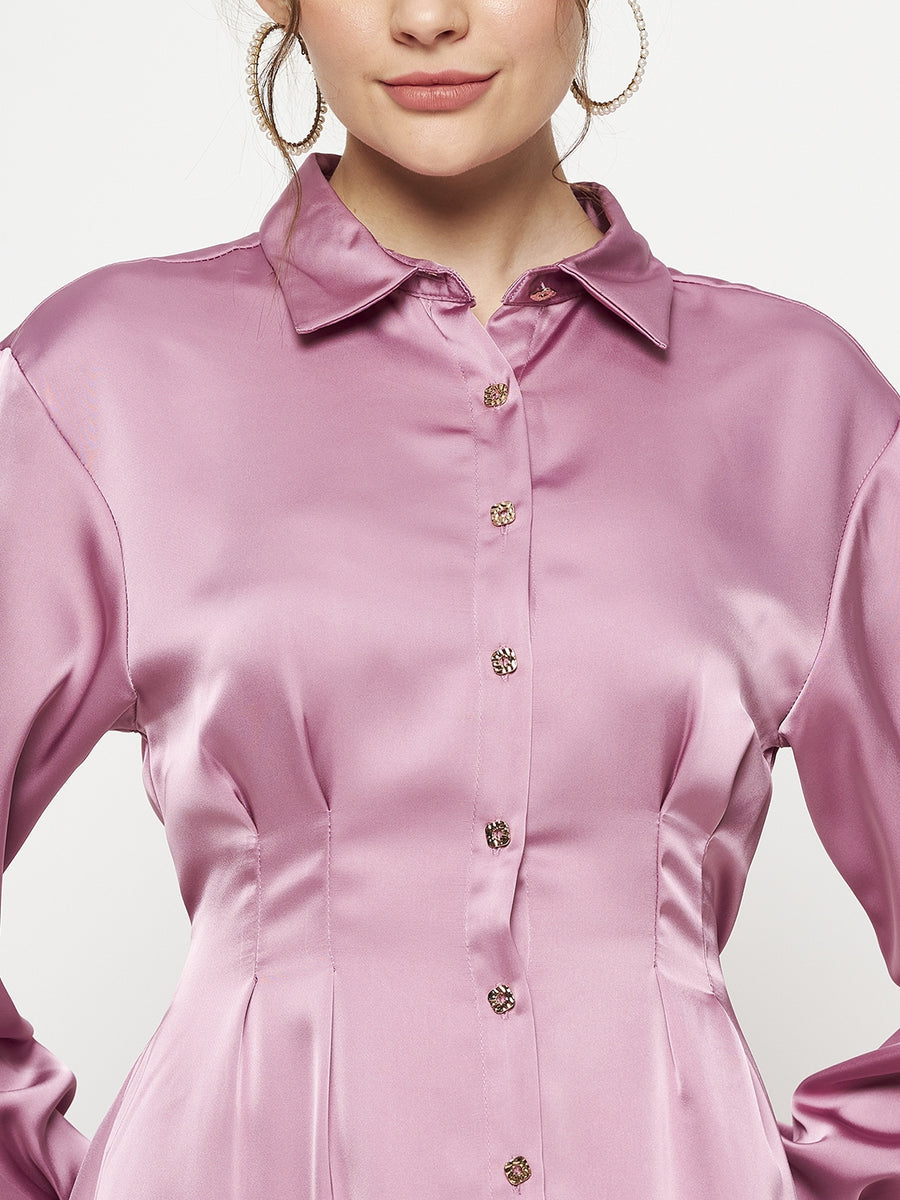 Madame Lilac Tie-Back Shirt Dress