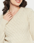 Madame Cable Knit Beige Crop Sweater