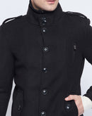 Camla Barcelona Men'S Stand Collar Black Long Coat