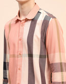 Camla Barcelona Chequered Peach Regular Shirt