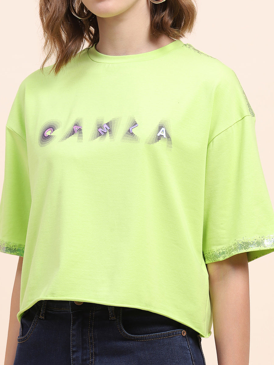 Camla Barelona Logo Print Neon Green T-Shirt