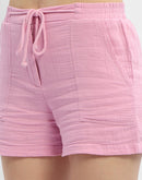 Madame Drawstring Waist Pink Shorts