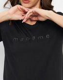 Madame Black Crew Neckline Typography Tshirt