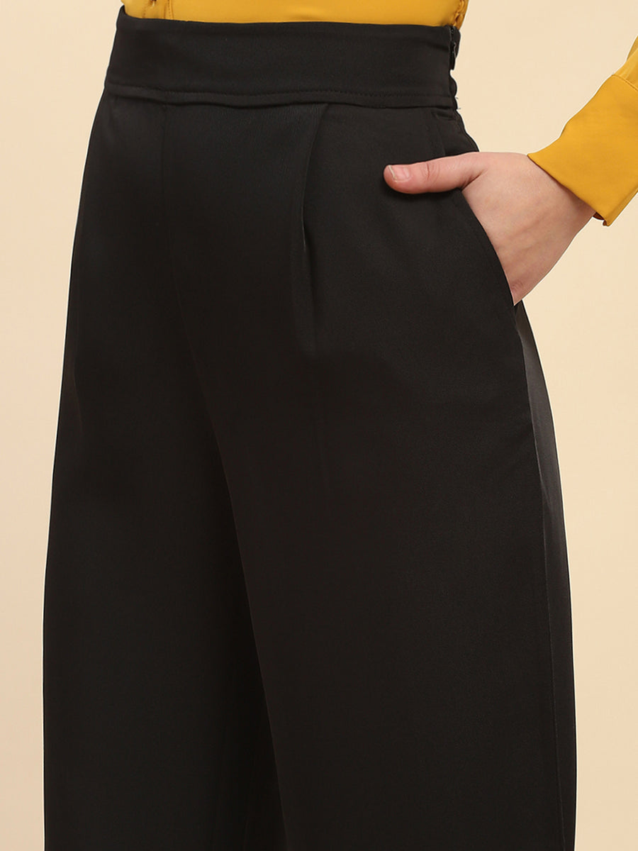 Camla Barcelona High Rise Black Wide Leg Fit Trousers