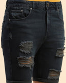 Camla Barcelona Distressed Dark Blue Denim Shorts