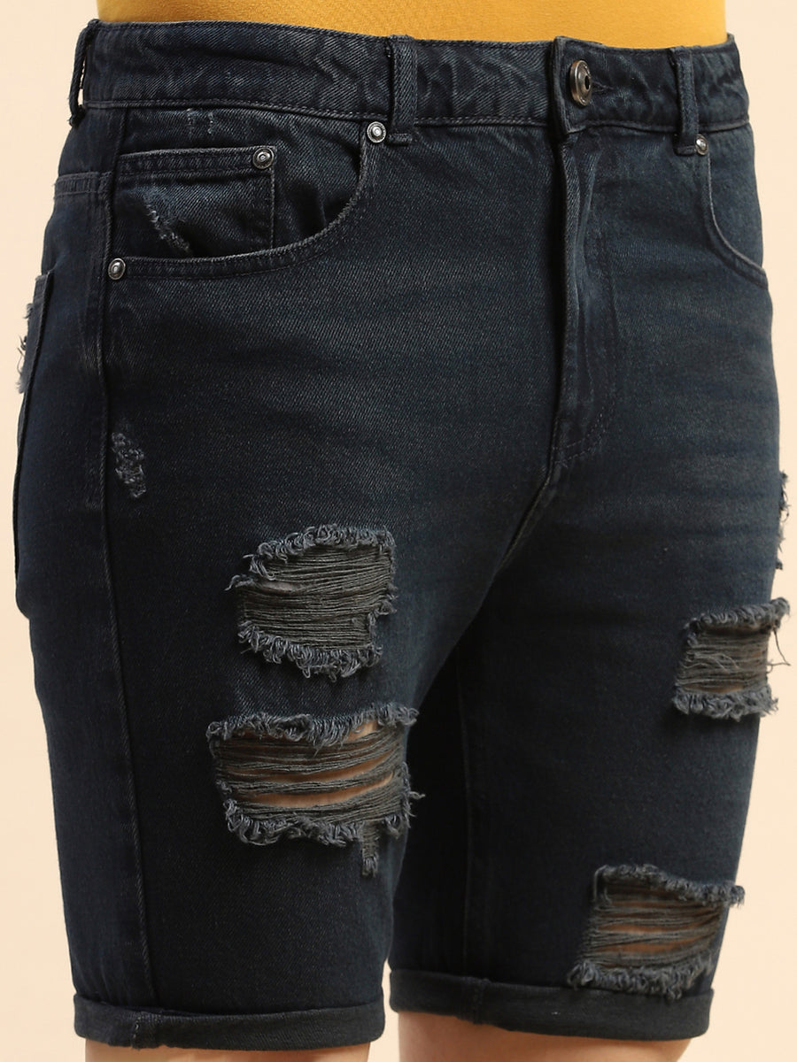 Camla Barcelona Distressed Dark Blue Denim Shorts