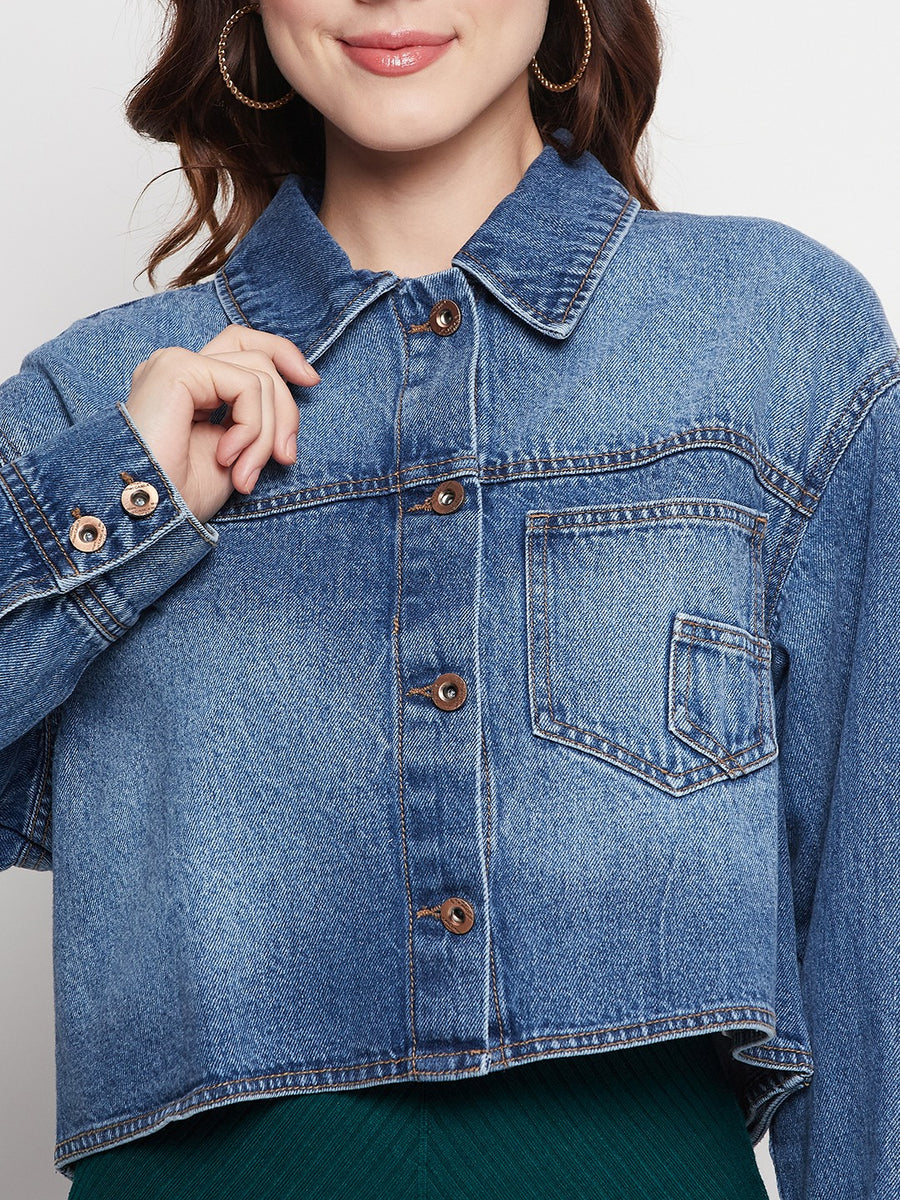 Camla Barcelona Blue Denim Crop Jacket