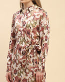 Camla Barcelona Abstract Print Beige Wrap Around Dress