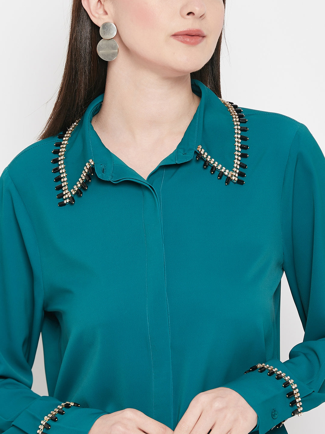 Camla Barcelona Bottle Green Shirt For Women