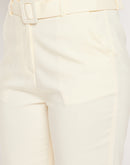 Madame White Slim Fit Belt Trouser