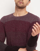 Camla Barcelona Colourblocked Wine Sweater For Men