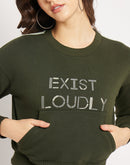 Camla Barcelona Typography Olive Green Sweatshirt