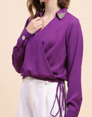 Camla Barcelona Surplice Neck Purple Drawstring Top