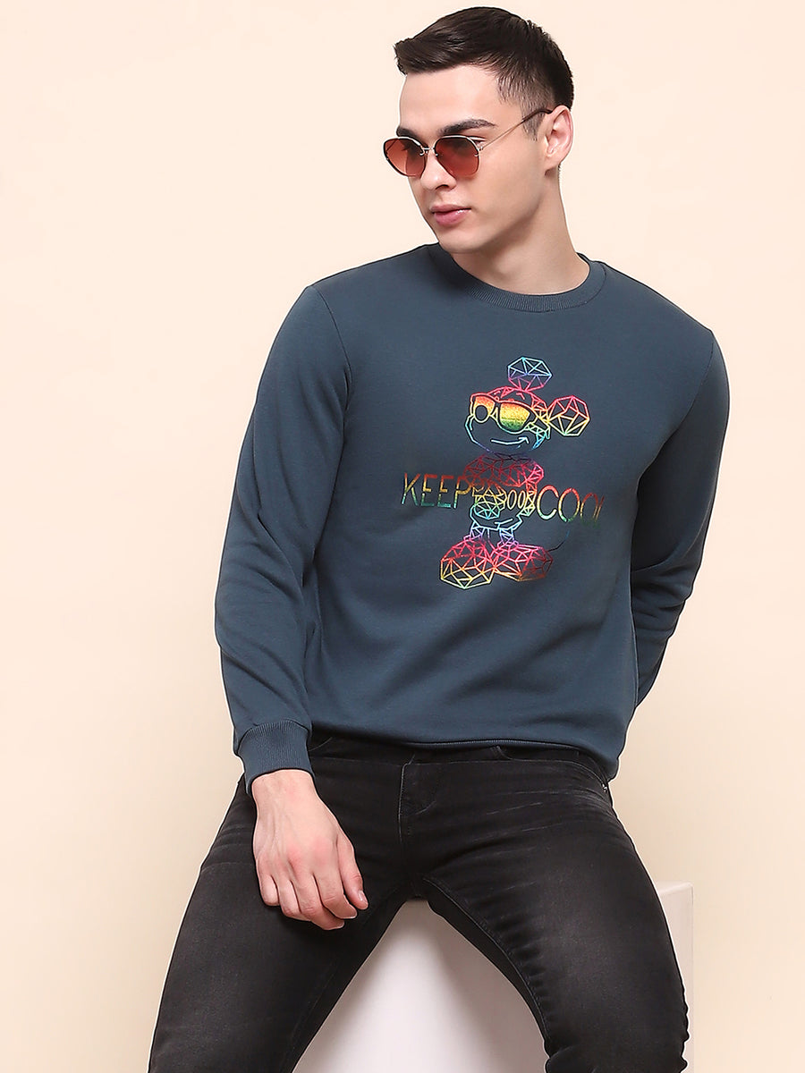 Camla Barcelona Disney Printed Teal Cotton Sweatshirt