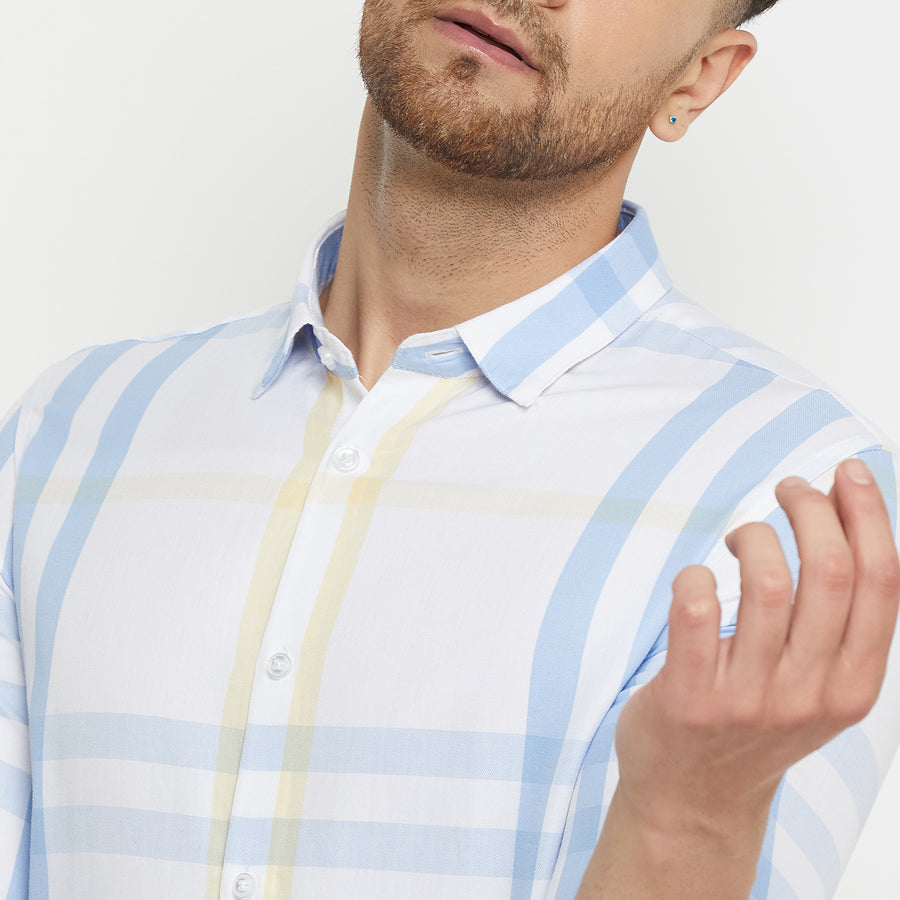 Camla Barcelona Colourblocked White Shirt For Men