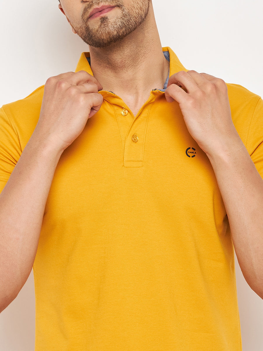 Camla Mustard T- Shirt For Men