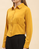 Camla Barcelona Solid Mustard Yellow Corset Style Shirt