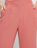 Madame Front Pleated Coral Red Highb Rise Trouser