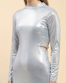 Camla Barcelona Metallic Silver Cut Out Bodycon Dress