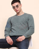 Camla Barcelona Cotton All Over Embroidered Dusty Green Sweatshirt