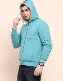 Camla Barcelona Cotton Zipper and Hooded Turquoise Sweatshirt