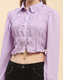 Camla Barcelona Smocked Lilac Crop Shirt
