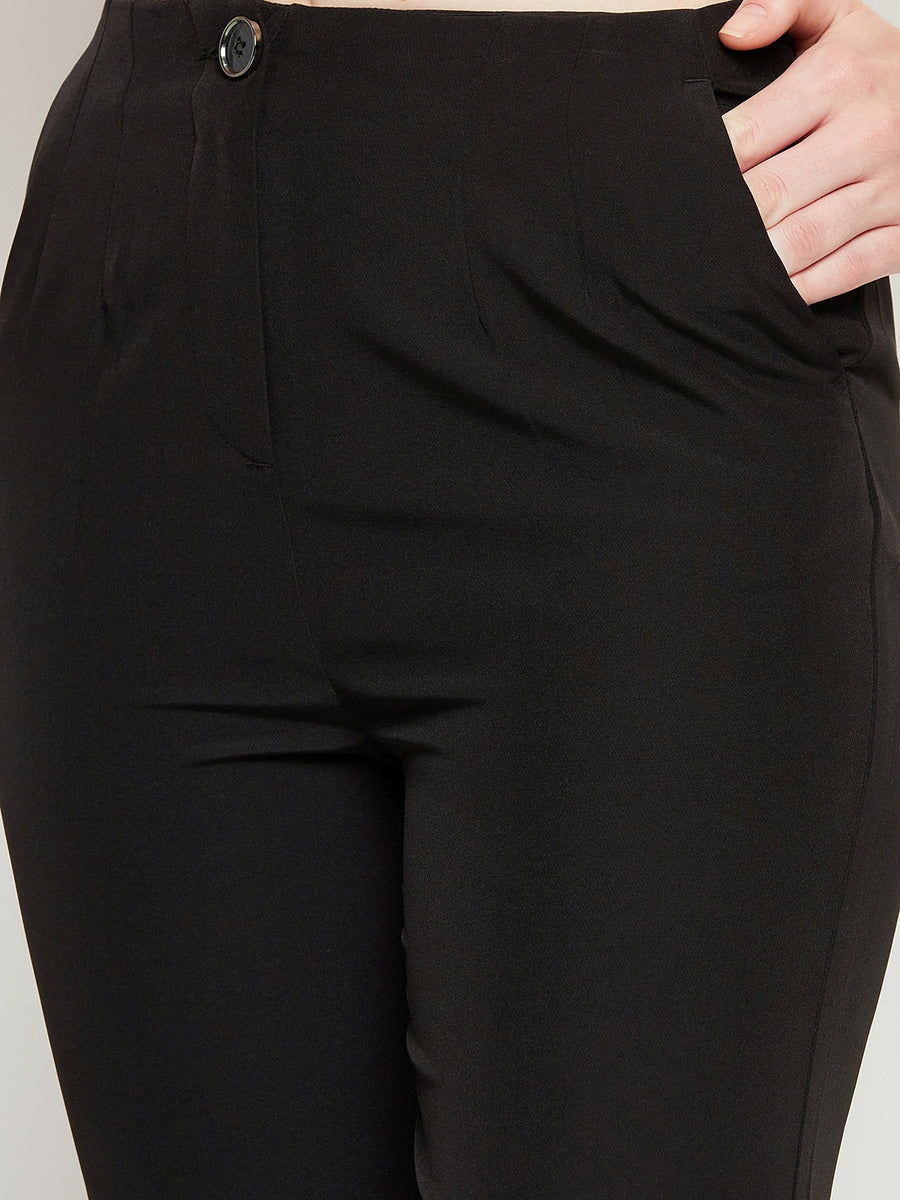 Madame Black Tapered Fit Cropped Trousers