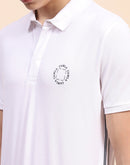Camla Barcelona Solid White Polo Neck T-Shirt