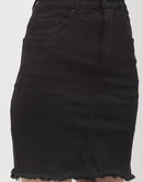 Madame Distressed Hem Black Pencil Skirt