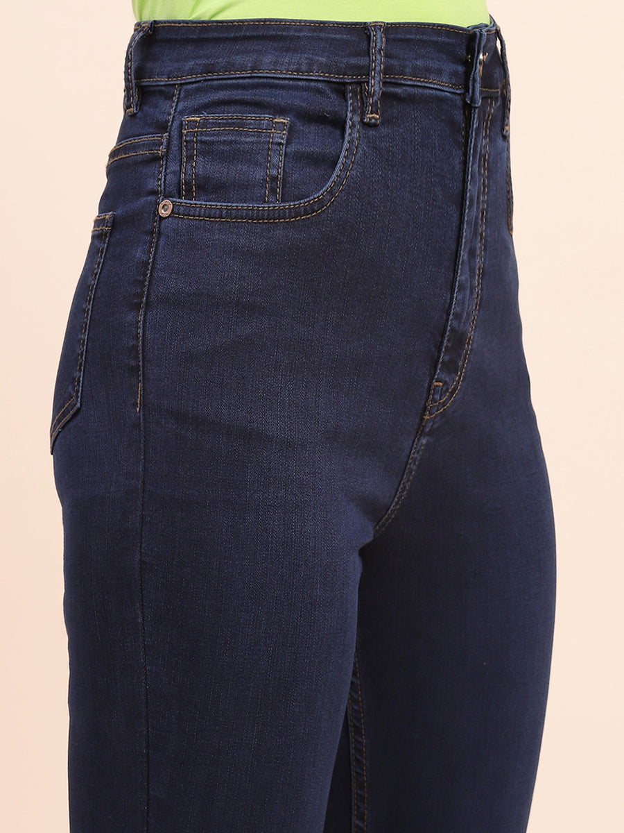 Camla Barcelona Solid Navy Blue Slim Fit Jeans
