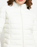 Madame Solid Off-White Quilted Jacket