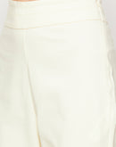 Camla Barcelona Elasticated Flared Solid Off White Trouser For Women