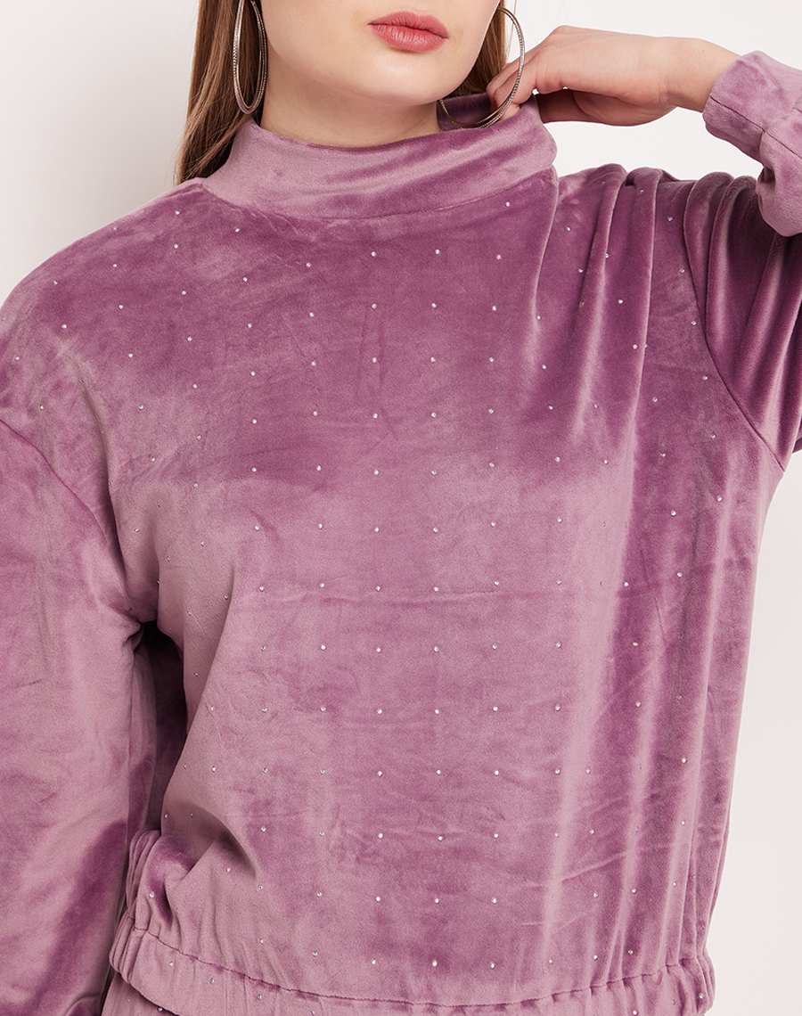 Camla Barcelona Embellished Dark Lilac Co-Ord Set