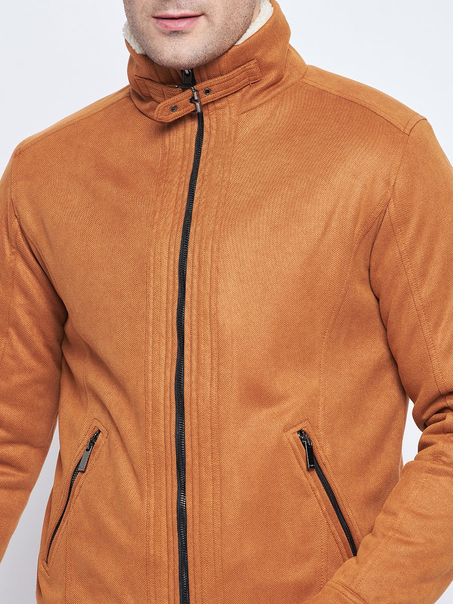 Camla Barcelona Stand Collar Tan Sherpa Jacket