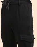 Camla Barcelona Solid Black Cargo Track Pants