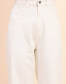 Camla Barcelona Solid White Wide Leg Jeans