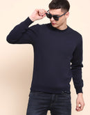 Camla Barcelona Cotton Solid Navy Blue Sweatshirt