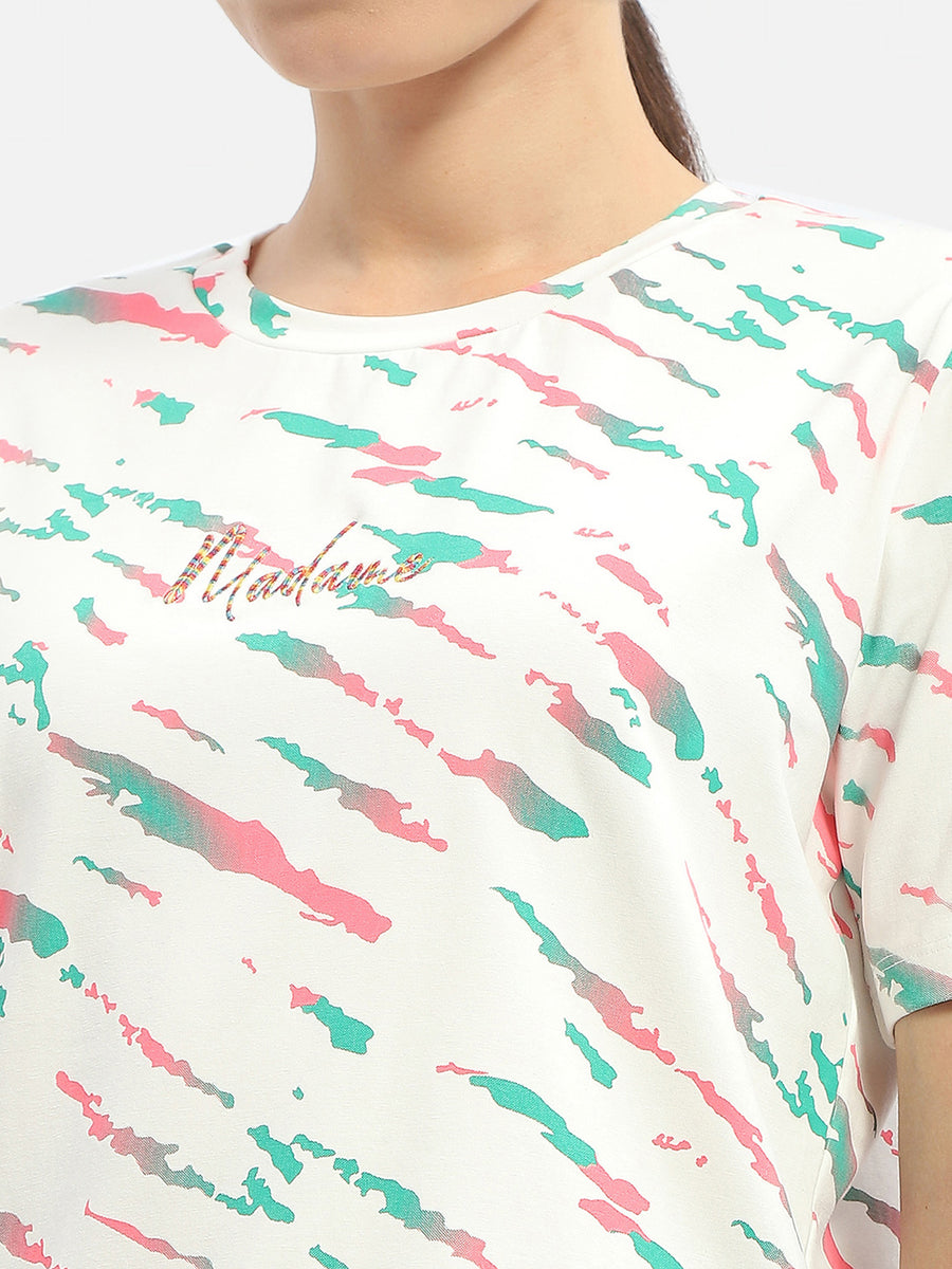Madame Abstract Print Hot Pink Regular T-shirt