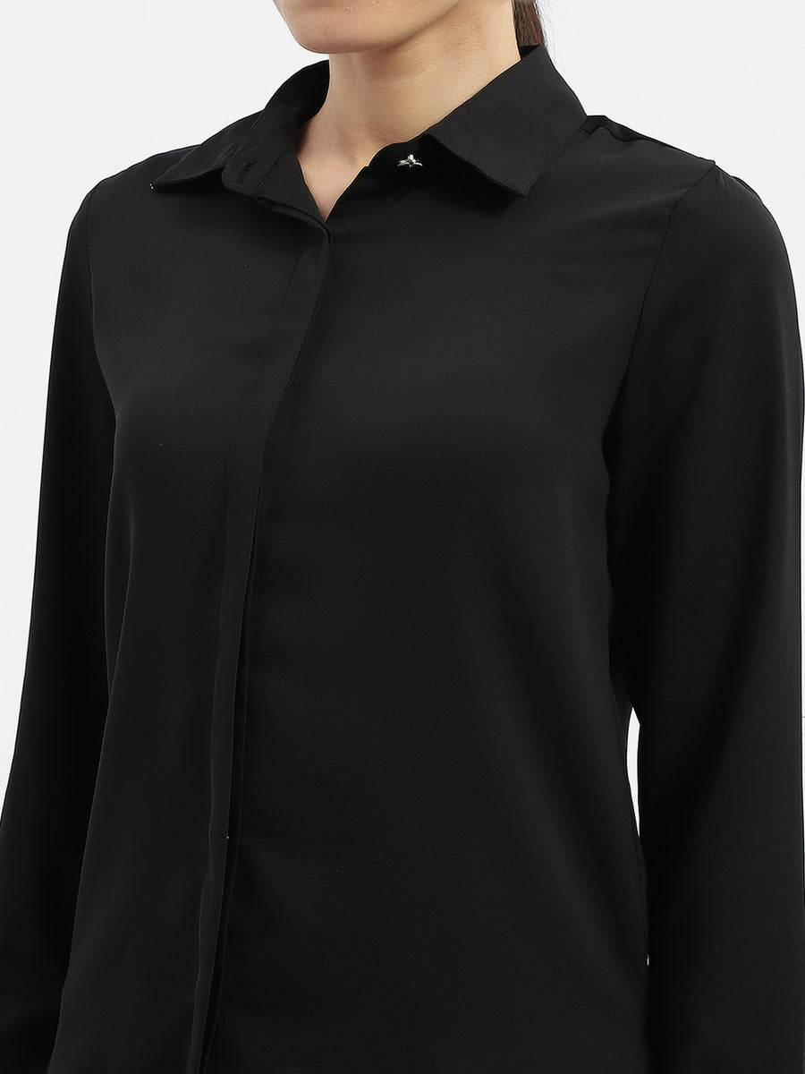 Madame Solid Black Regular Shirt