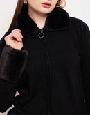 Camla Barcelona Faux Fur Collar And Cuffs Black Cardigan