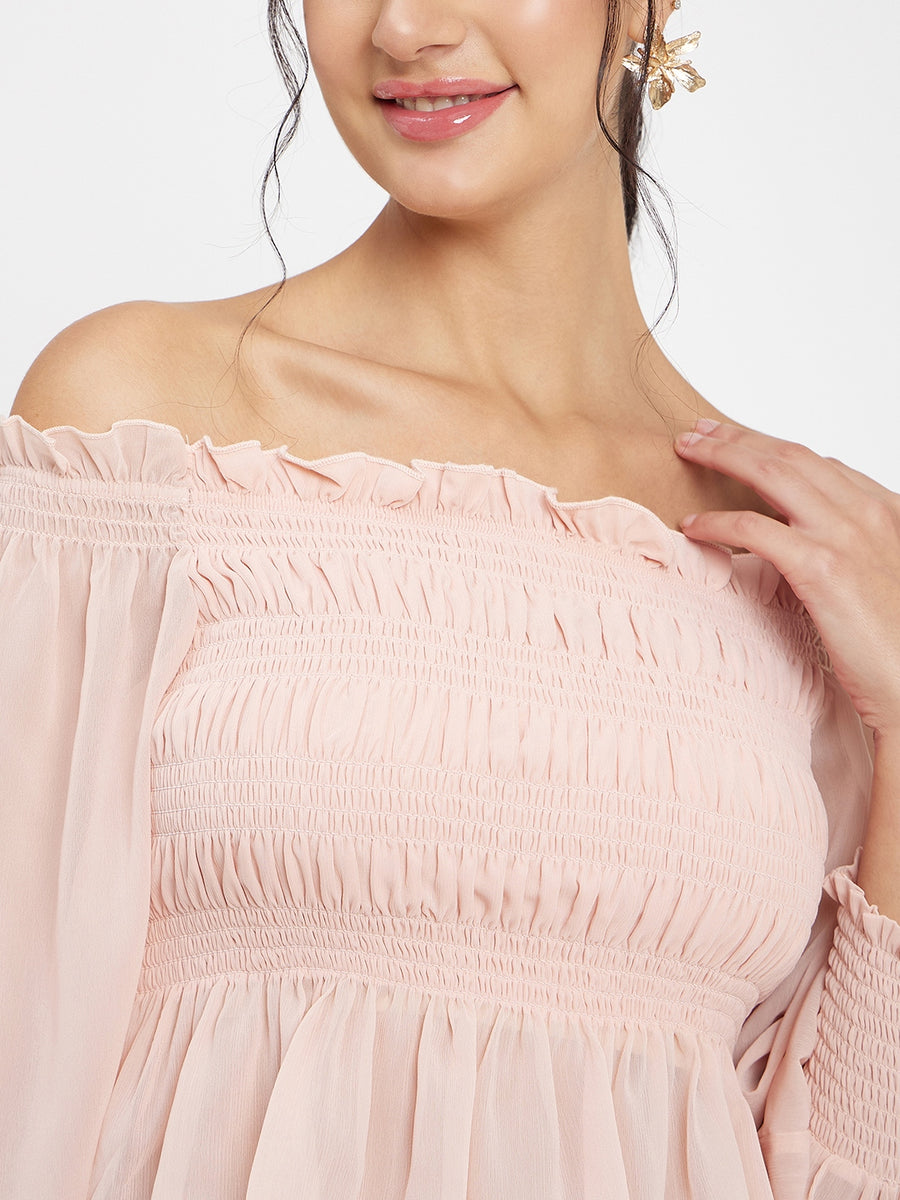 Camla Peach Solid Top For Women